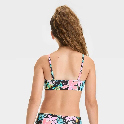 Girls' Tropical Floral Printed Bikini Swim Top - Art Class™ Black 1 Girls' Tropical Floral Printed Bikini Swim Top - Art Class™ Black