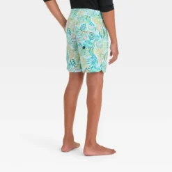 Boys' Palm Tree Printed Swim Shorts - Art Class™ Blue