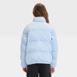 Girls' Solid Velvet Cropped Puffer Jacket - Art Class™