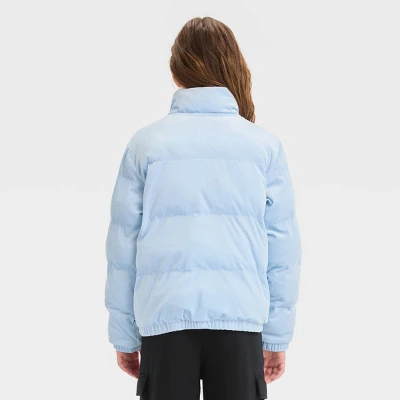 Girls' Solid Velvet Cropped Puffer Jacket - Art Class™ 1 Girls' Solid Velvet Cropped Puffer Jacket - Art Class™