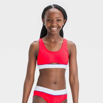 Girls' Solid Americana Cool Bikini Set - Art Class™ Red 3 Girls' Solid Americana Cool Bikini Set - Art Class™ Red - Image 3