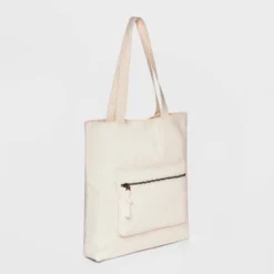 Girls' Canvas Photo Print Zipper Tote Bag - Art Class™ Cream