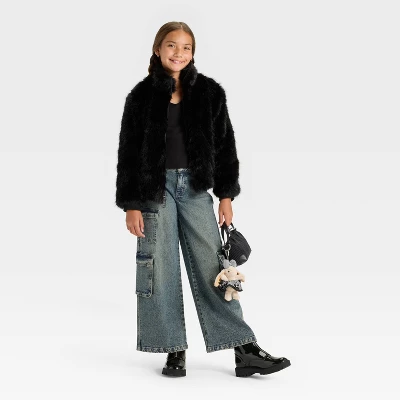 Girls' Faux Fur Jacket - Art Class™ 2 Girls' Faux Fur Jacket - Art Class™ - Image 2