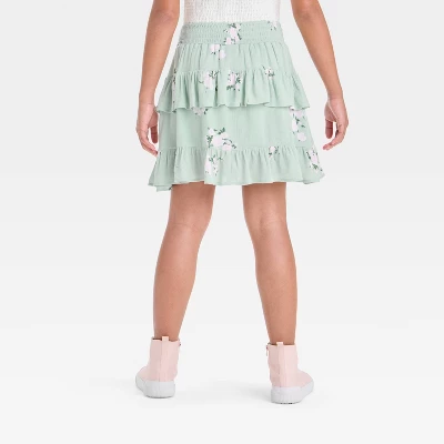 Girls' Smocked Drop Waist Tiered Floral Skirt - Art Class™ 1 Girls' Smocked Drop Waist Tiered Floral Skirt - Art Class™