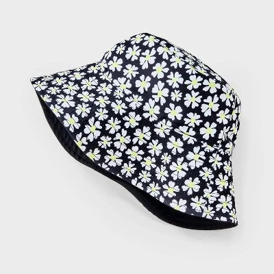 Girls' Reversible Daisy Printed Bucket Hat - Art Class™ Black: UPF 50+, Lightweight, Floral Pattern 2 Girls' Reversible Daisy Printed Bucket Hat - Art Class™ Black: UPF 50+, Lightweight, Floral Pattern - Image 2