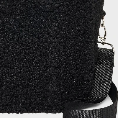 Girls' Fleece Mini Crossbody Tote - Art Class™ Black 3 Girls' Fleece Mini Crossbody Tote - Art Class™ Black - Image 3