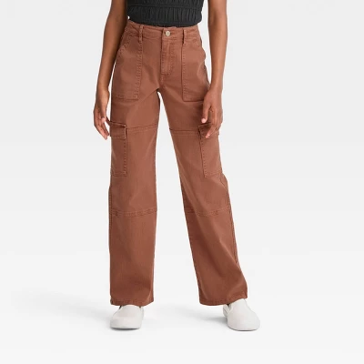 Girls' High-Rise Baggy Cargo Pants - Art Class™ Brown 3 Girls' High-Rise Baggy Cargo Pants - Art Class™ Brown - Image 3