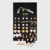 Girls' 20pk Hearts And Bows Earring Set - Art Class™ Gold/Pink: Stud Earrings, 50% Recycled Zinc, Acrylic, Post Closure