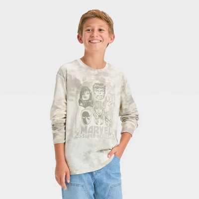 Boys' Marvel Superhero Long Sleeve Graphic T-Shirt - Art Class™ Cream 3 Boys' Marvel Superhero Long Sleeve Graphic T-Shirt - Art Class™ Cream - Image 3