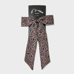 Girls' Satin Leopard Printed Bow - Art Class™ Black/Brown