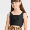 Girls' Leopard Print Knotted One Piece Swimsuit - Art Class™ Black