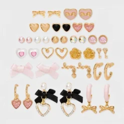 Girls' 20pk Hearts And Bows Earring Set - Art Class™ Gold/Pink: Stud Earrings, 50% Recycled Zinc, Acrylic, Post Closure -Daily Kid Wear Shop GUEST 704b2a35 287d 42fc a3f8 4157df8dcba9