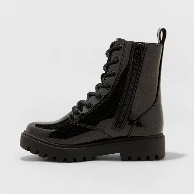 Girls' Rochelle Glitter Zipper Lace-Up Combat Boots - Art Class™ 1 Girls' Rochelle Glitter Zipper Lace-Up Combat Boots - Art Class™