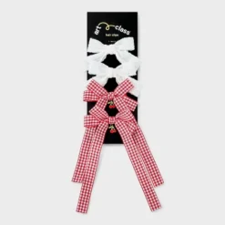 Girls' 4pk Lace And Gingham Cherry Bow Hair Clip Set - Art Class™