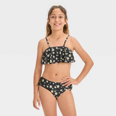 Girls' 'Daisy Dreams' Floral Printed Bikini Set - Art Class™ Black 3 Girls' 'Daisy Dreams' Floral Printed Bikini Set - Art Class™ Black - Image 3