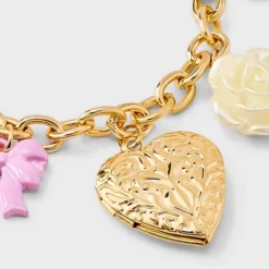 Girls' Bow And Heart Locket Charms Bracelet - Art Class™ Gold: Lobster Claw Clasp, Iron & Zinc, Chain Style 5 Girls' Bow And Heart Locket Charms Bracelet - Art Class™ Gold: Lobster Claw Clasp, Iron & Zinc, Chain Style -Daily Kid Wear Shop GUEST 78804a9e 8ce6 4727 bbd9 504fa4f17af9