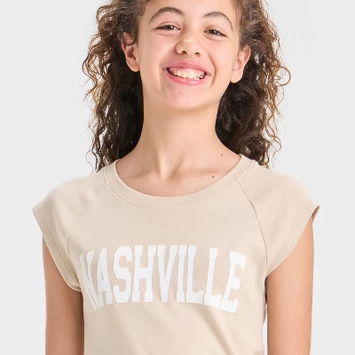 Girls' Raglan Cap Sleeve Graphic T-Shirt - Art Class™ 1 Girls' Raglan Cap Sleeve Graphic T-Shirt - Art Class™