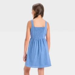 Girls' Square Neck Basque Waist Dress- Art Class™