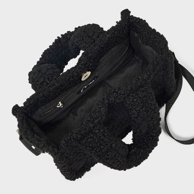 Girls' Fleece Mini Crossbody Tote - Art Class™ Black 2 Girls' Fleece Mini Crossbody Tote - Art Class™ Black - Image 2