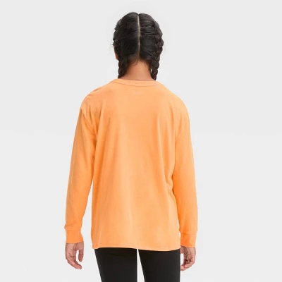 Girls' Long Sleeve Peanuts Oversized Graphic T-Shirt - Art Class™ Orange 2 Girls' Long Sleeve Peanuts Oversized Graphic T-Shirt - Art Class™ Orange - Image 2