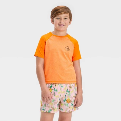 Boys' Wave Rash Guard Top - Art Class™ Orange 3 Boys' Wave Rash Guard Top - Art Class™ Orange - Image 3
