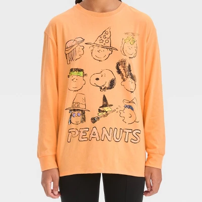 Girls' Long Sleeve Peanuts Oversized Graphic T-Shirt - Art Class™ Orange 1 Girls' Long Sleeve Peanuts Oversized Graphic T-Shirt - Art Class™ Orange