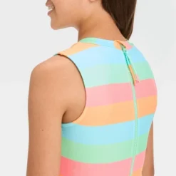 Girls' Sweet Summer Striped One Piece Swimsuit - Art Class™