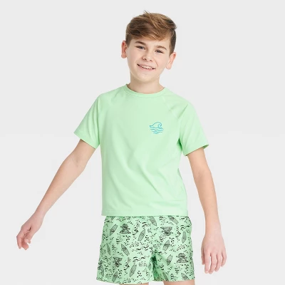Boys' Short Sleeve Rash Guard Swim Shirt - Art Class™ Green 3 Boys' Short Sleeve Rash Guard Swim Shirt - Art Class™ Green - Image 3
