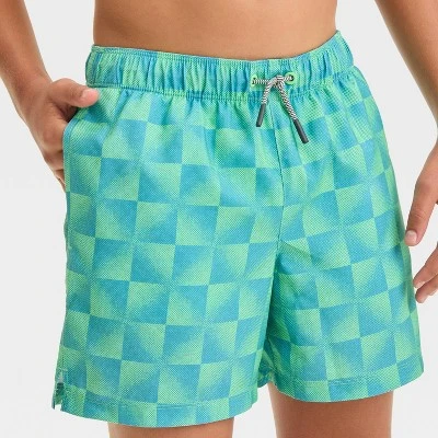 Boys' Plaid Swim Shorts - Art Class™ Green 2 Boys' Plaid Swim Shorts - Art Class™ Green - Image 2
