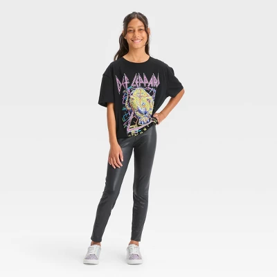 Girls' Faux Leather Leggings - Art Class™ Black 2 Girls' Faux Leather Leggings - Art Class™ Black - Image 2