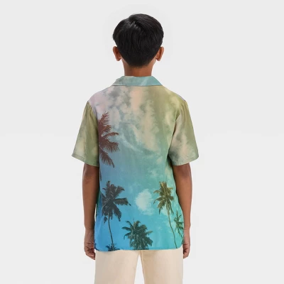 Boys' Palm Tree Short Sleeve Button-Down Shirt - Art Class™ 1 Boys' Palm Tree Short Sleeve Button-Down Shirt - Art Class™