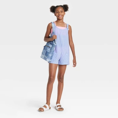 Girls' Chambray Striped Cover Up Dress - Art Class™ Blue 2 Girls' Chambray Striped Cover Up Dress - Art Class™ Blue - Image 2