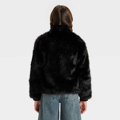 Girls' Faux Fur Jacket - Art Class™ 1 Girls' Faux Fur Jacket - Art Class™