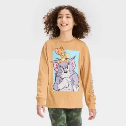 Boys' Long Sleeve Tom & Jerry Graphic T-Shirt - Art Class™ Tan -Daily Kid Wear Shop GUEST 8a614d76 8066 4773 980f 7c674444cef5