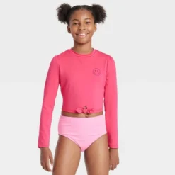 Girls' Smiley Face Long Sleeve Rash Guard Swim Top - Art Class™ Pink -Daily Kid Wear Shop GUEST 8b05c145 7722 44ed 9a0e f232ea33f8c1