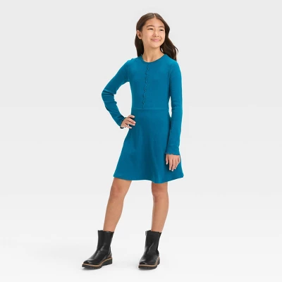 Girls' Long Sleeve Seam Front Fitted Dress - Art Class™ 3 Girls' Long Sleeve Seam Front Fitted Dress - Art Class™ - Image 3