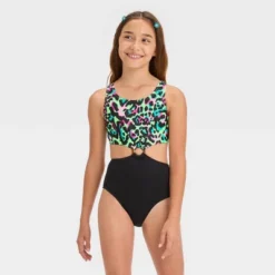 Girls' 'Wild Cat' Cheetah Printed One Piece Swimsuit - Art Class™ Black -Daily Kid Wear Shop GUEST 8c7d1c22 641f 4bb2 b342 6f13cdde1a2b