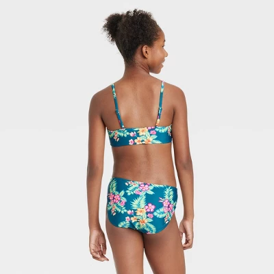 Girls' Tropic Daydream Bikini Set - Art Class™ Teal Blue 2 Girls' Tropic Daydream Bikini Set - Art Class™ Teal Blue - Image 2
