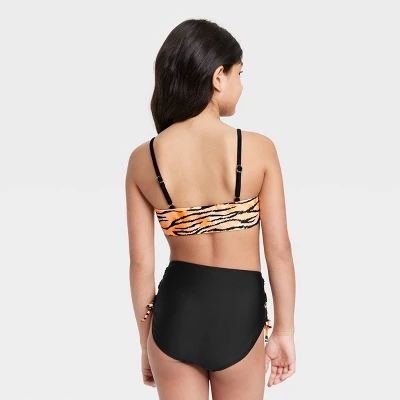 Girls' 2pc Sketchy Tiger High-Waist Bikini Set - Art Class™ Black 2 Girls' 2pc Sketchy Tiger High-Waist Bikini Set - Art Class™ Black - Image 2
