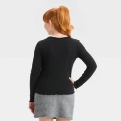 Girls' Long Sleeve Ribbed Baby T-Shirt - Art Class™