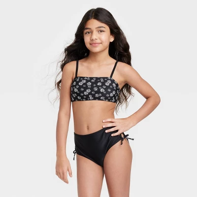 Girls' 2pc Vintage Daisy Surf High-Waist Bikini Set - Art Class™ Black 3 Girls' 2pc Vintage Daisy Surf High-Waist Bikini Set - Art Class™ Black - Image 3