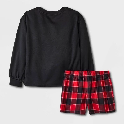 Girls' 2pc Full Sleeve Graphic Sweatshirt And Shorts Pajama Set - Art Class™ 1 Girls' 2pc Full Sleeve Graphic Sweatshirt And Shorts Pajama Set - Art Class™