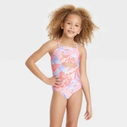 Girls' Tropic Oasis One Piece Swimwear Set With Skirt - Art Class™