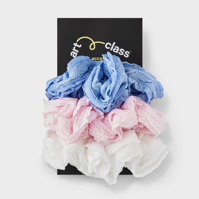 Girls' 3pk Ruffled Fabric Hair Twisters - Art Class™: Fashion Accessory For All Hair Types, Includes Ponytail Holder 1 Girls' 3pk Ruffled Fabric Hair Twisters - Art Class™: Fashion Accessory For All Hair Types, Includes Ponytail Holder