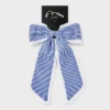 Girls' Striped With Ruffle Trim Bow Barrette - Art Class™ White/Blue