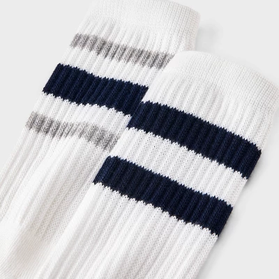 Girls' 2pk Striped Crew Socks - Art Class™Navy Blue/Gray 2 Girls' 2pk Striped Crew Socks - Art Class™Navy Blue/Gray - Image 2