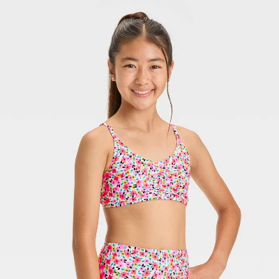 Girls' Floral Printed Bikini Swim Top - Art Class™ Black 3 Girls' Floral Printed Bikini Swim Top - Art Class™ Black - Image 3
