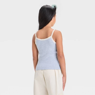 Girls' Lace Trim Pointelle Tank Top - Art Class™ 1 Girls' Lace Trim Pointelle Tank Top - Art Class™