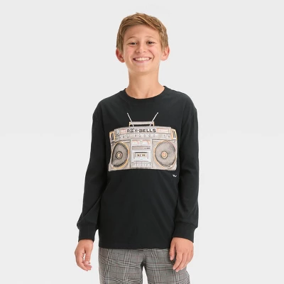 Boys' Boom Box Long Sleeve Graphic T-Shirt - Art Class™ Black 3 Boys' Boom Box Long Sleeve Graphic T-Shirt - Art Class™ Black - Image 3