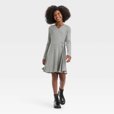 Girls' Ribbed Faux Wrap Dress - Art Class™ 2 Girls' Ribbed Faux Wrap Dress - Art Class™ - Image 2